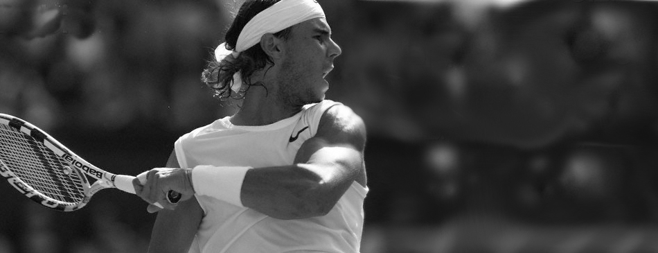 Ragael Nadal playing tennis with passion